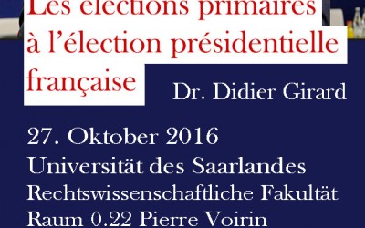 27. Oktober 2016 : Les élections primaires à l’élection présidentielle française
